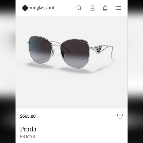 NWT Prada Women's Sunglasses SPR 57YS Silver Grey Gradient Steel Italy 57-18-140
